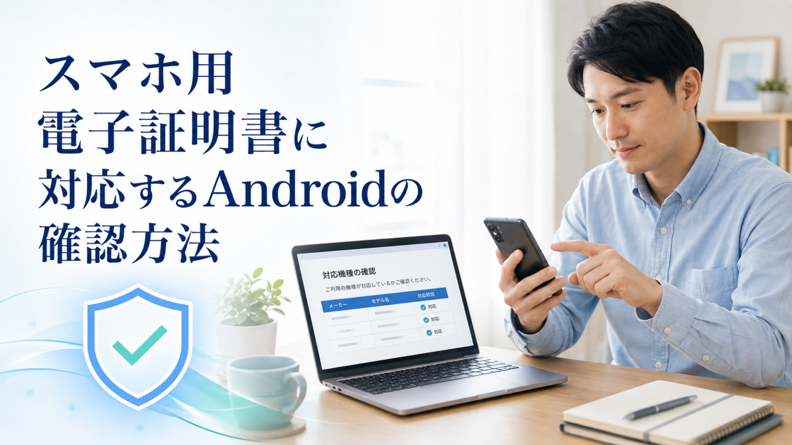 Androidスマホ用電子証明書の対応機種を公式一覧で確認する様子