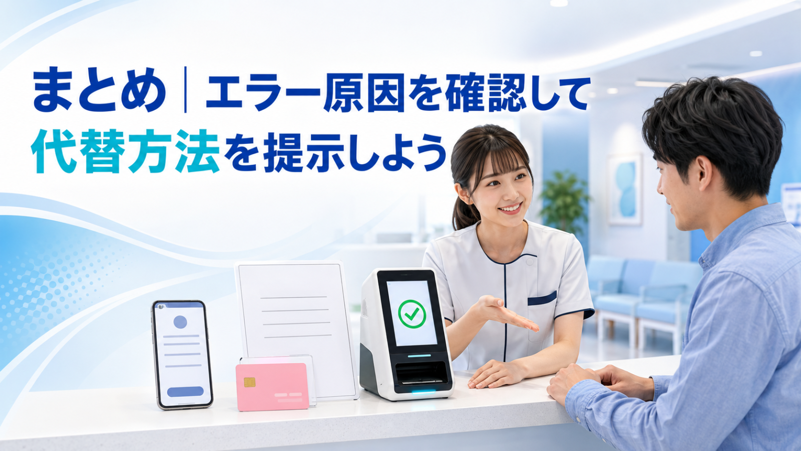 マイナ保険証が使えないときに落ち着いて代替方法を提示するまとめ画像