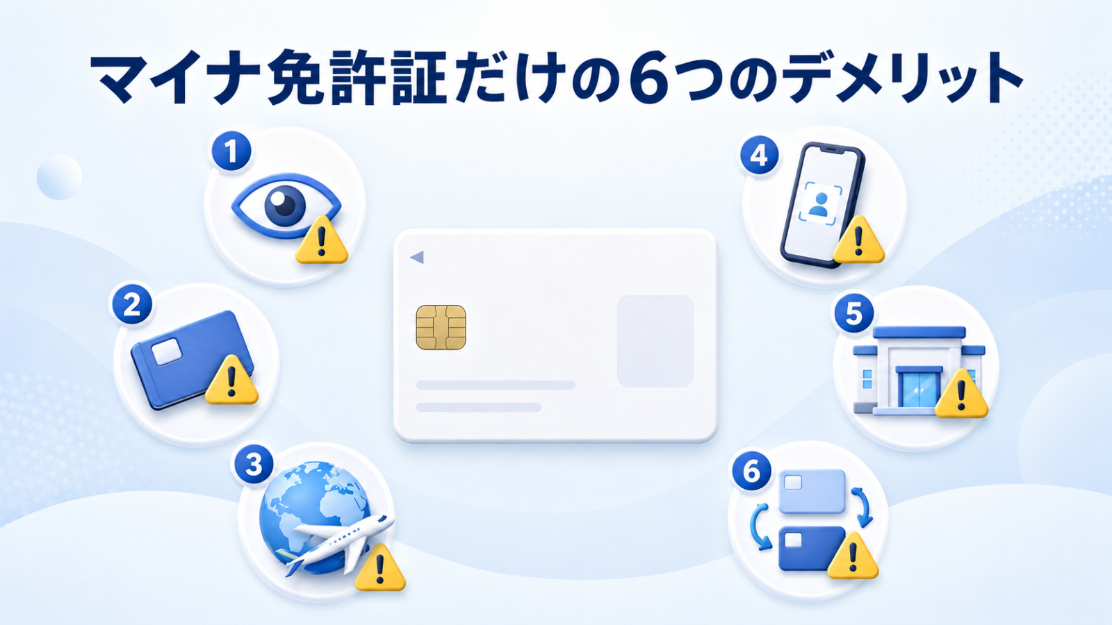 マイナ免許証だけにする6つのデメリットを示す図