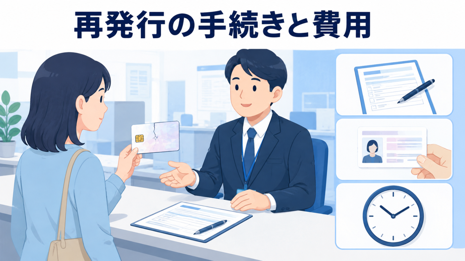 マイナンバーカードの磁気不良による再発行手続きと費用のイメージ