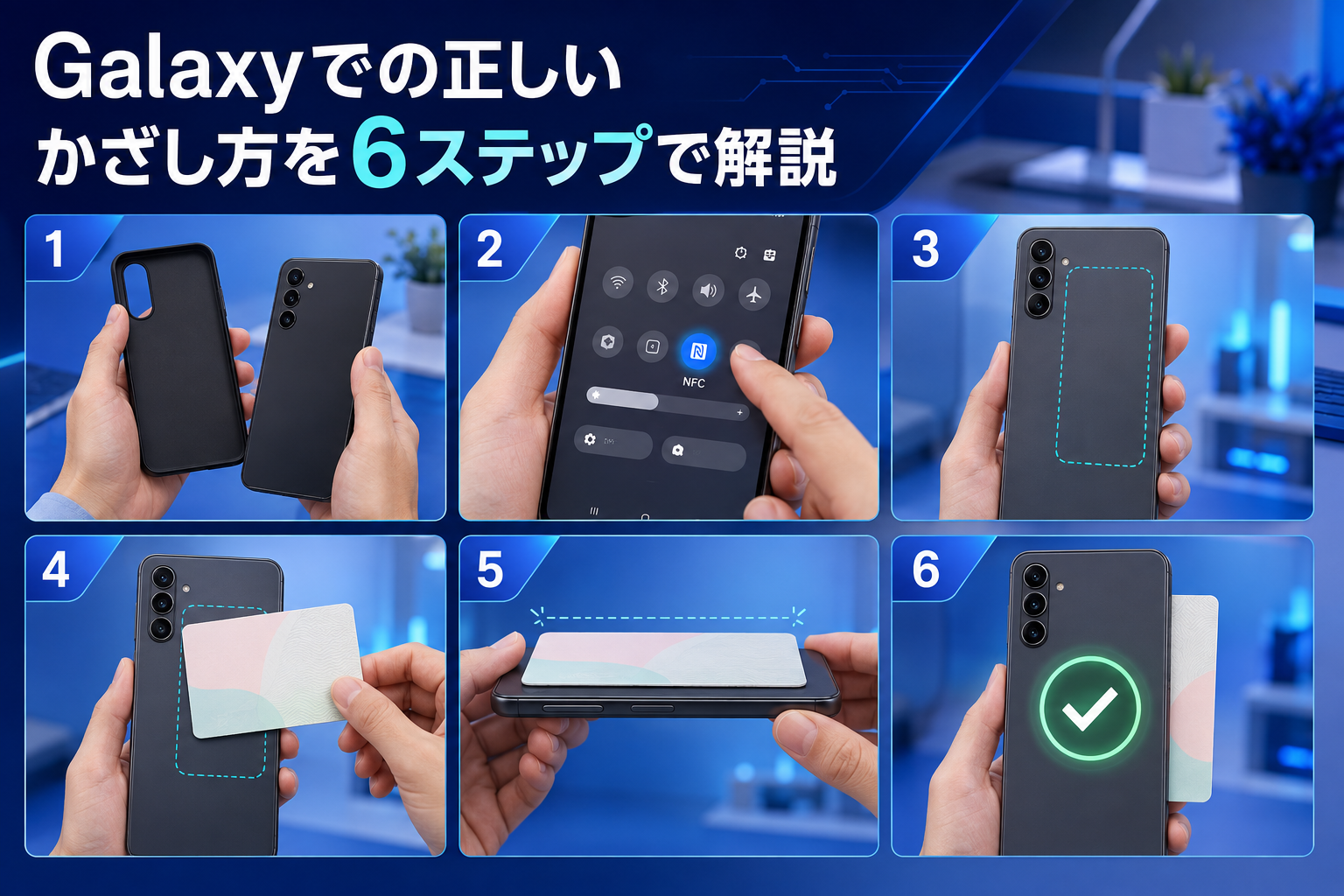 Galaxyでの正しいかざし方を6ステップで解説