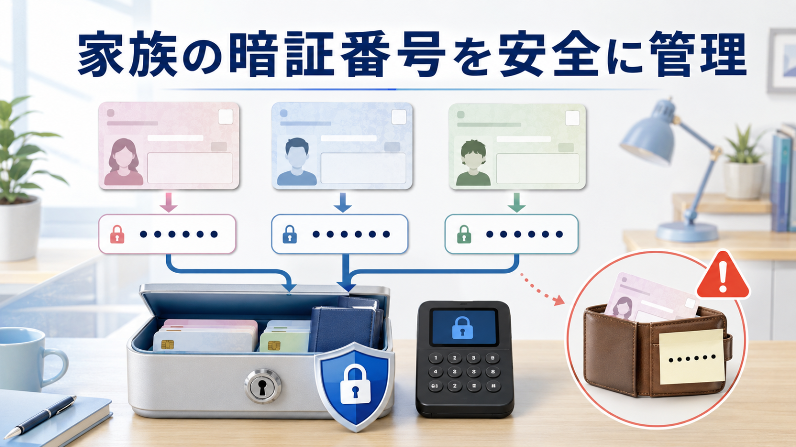 家族ごとの暗証番号をカードと分けて安全に管理する方法