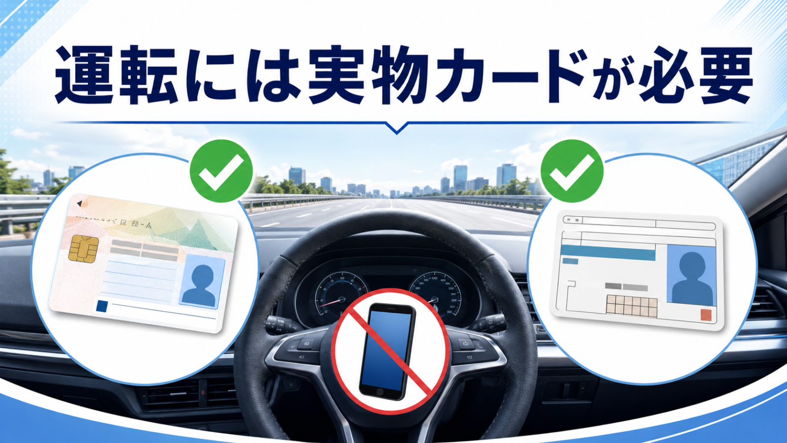 運転時は実物のマイナ免許証または運転免許証が必要