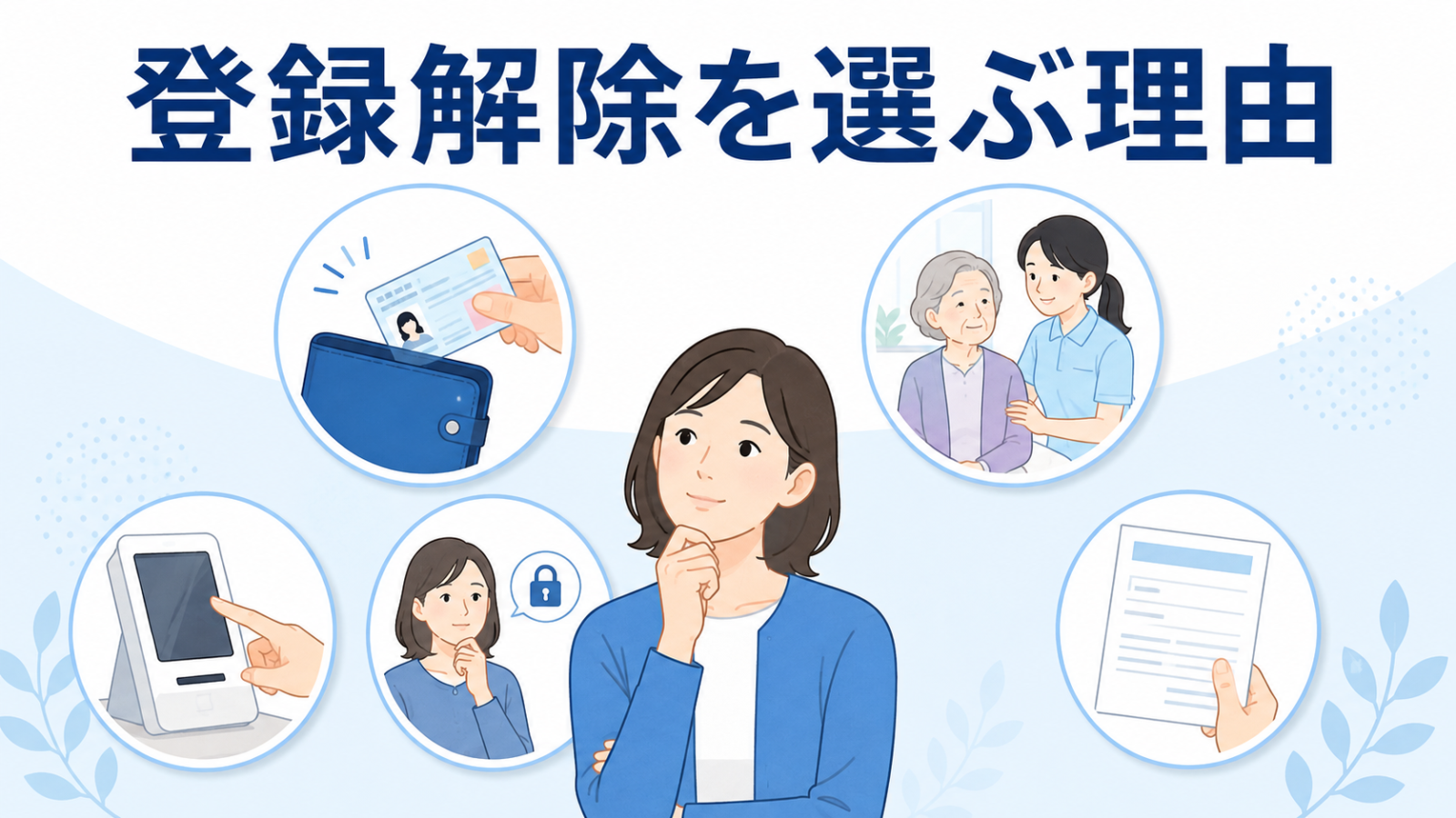 マイナ保険証の登録解除を選ぶ理由を考える女性