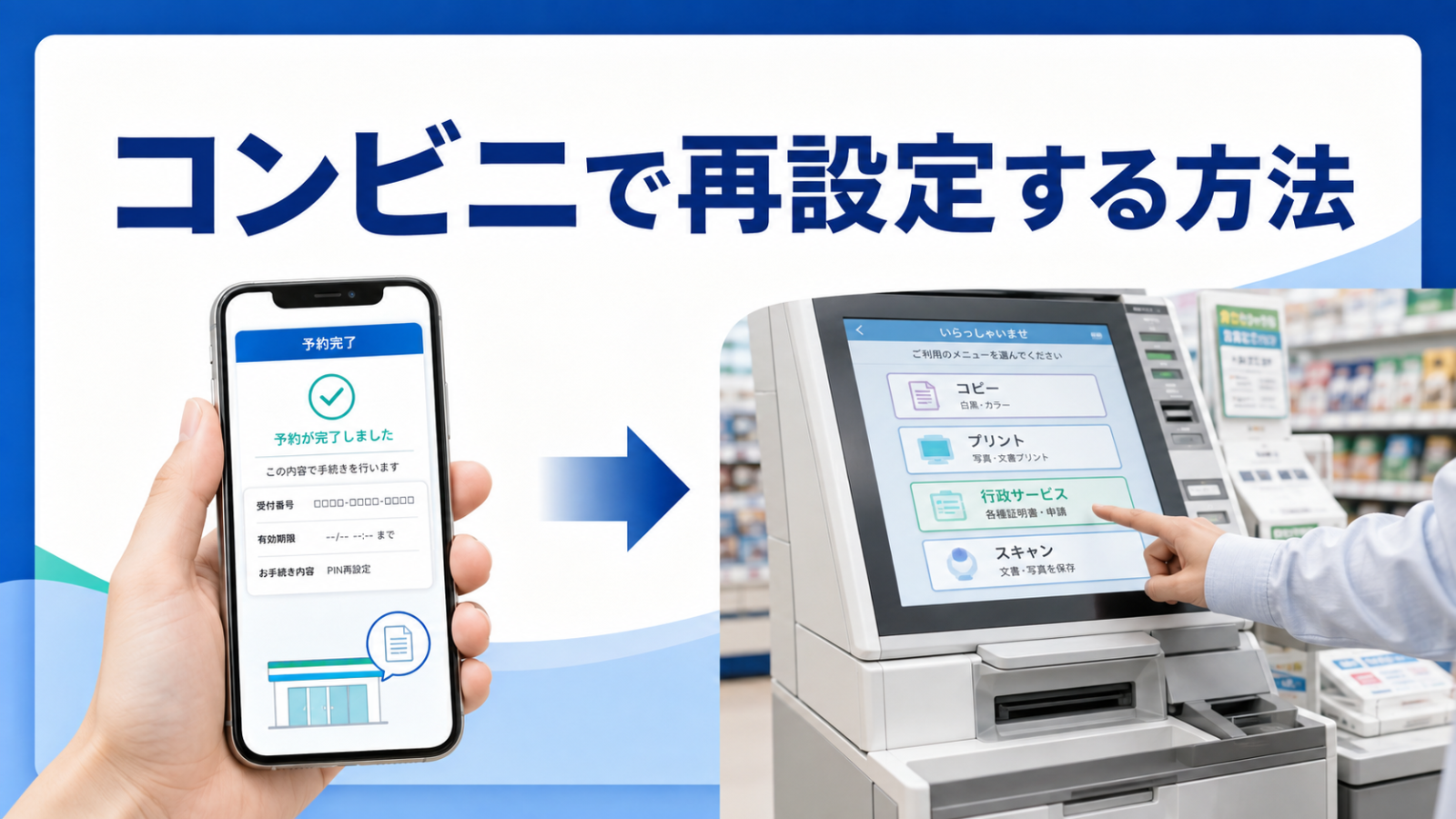 コンビニで再設定する方法