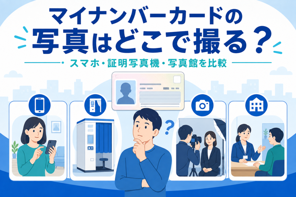 マイナンバーカードの写真はどこで撮る？スマホ・証明写真機・写真館を比較