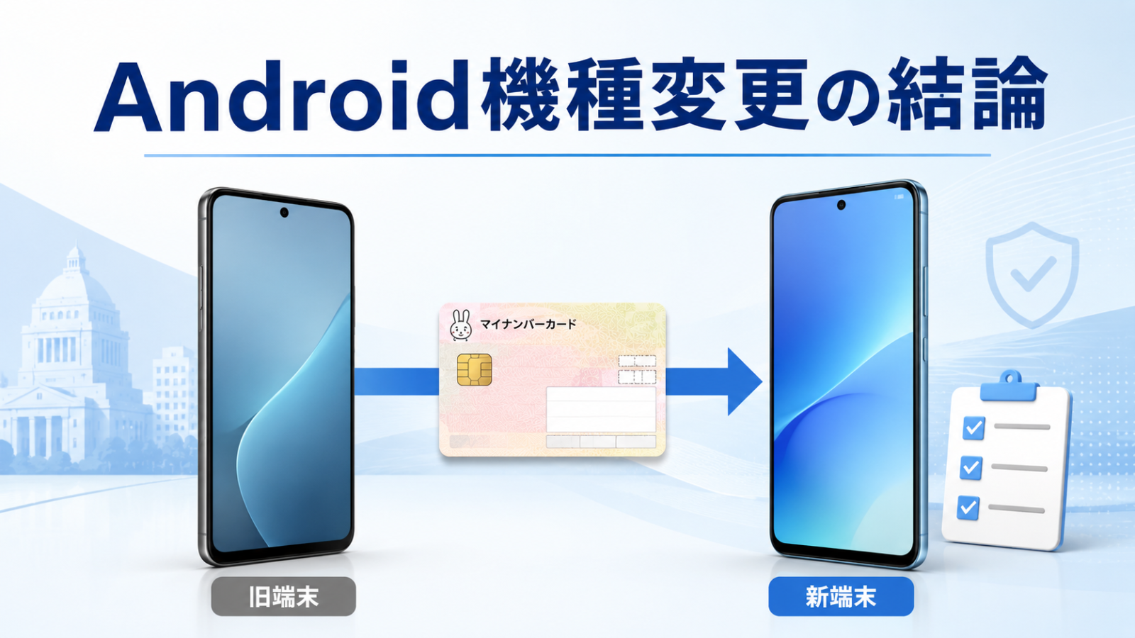 Androidでマイナンバーカード機能を機種変更するときに必要な手続きを示す画像
